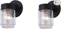 WISBEAM Smart Black Outdoor Wall Lights for House Jelly Jar Outside Light Fixture for Porch Patio Entryway Anti-Rust Waterproof Wall Mount Exterior Sconce E26 Base Bulb Not Included 2 Pack