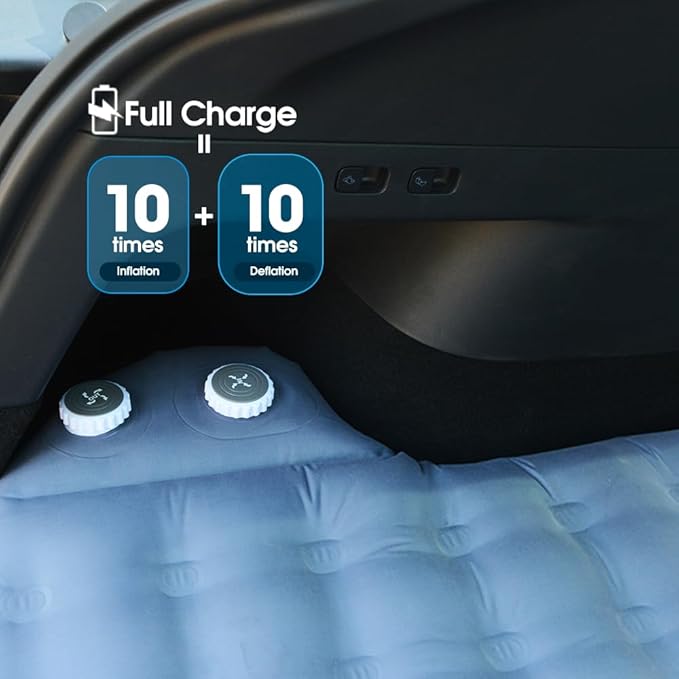 Tesla Model Y Mattress Self Inflating Model Y Bed One Click to Inflate/Deflate Max 5.5”Thick Backpack Size 2 Person