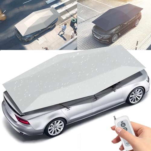 Fully Automatic Portable Car Tent 4.8m Foldable Carport Umbrella Remote Control Sunshade Canopy Cover for Vehicles Universal Protection Vehicle Shelter Blue