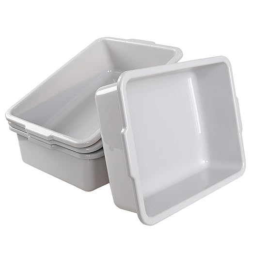 25 L Plastic Commercial Bus Tubs Restaurant Bus Boxes Gray 4 Packs
