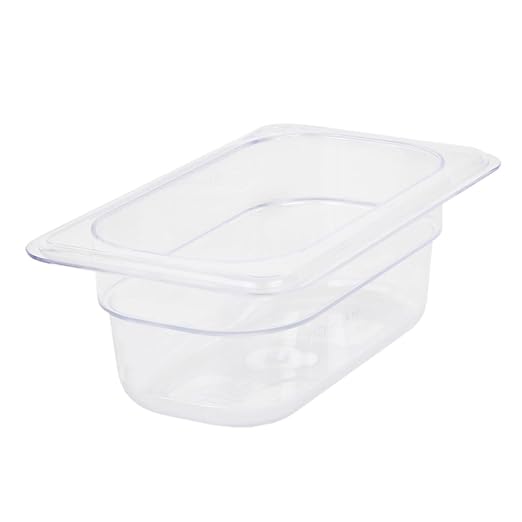 Thunder Group PLPA8192 Food Pan 1/9 Size 2-1/2 deep Shatter and Scratch Resistant Dishwasher Safe Polycarbonate Clear NSF Pack of 12