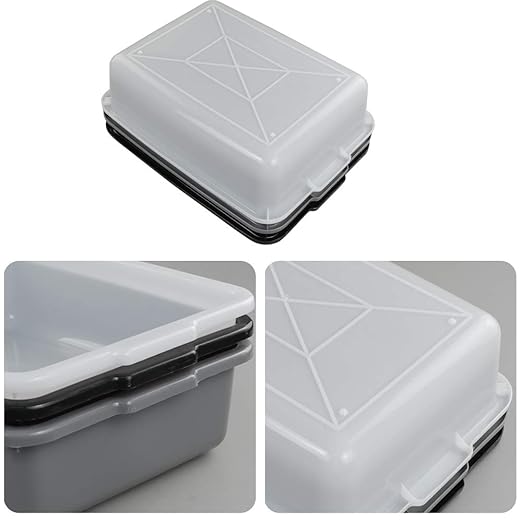 Vababa 3-Pack Plastic Commercial Bus Box 13 L Kitchen Bus Tub