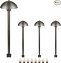 DOSHINE® Solid Brass Low Voltage Landscape Lighting Pathway Lights (6.5 Shade 22 Tall) with Replaceable 3W G4 LED Bulb 3000K AC/DC 12V and Ground Stake for Outdoor Walkway Driveway (MUS 4-Pack)