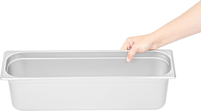 Restaurantware-Kitchen Tek 1/2 Size Long Steam Table Pans 6 Anti-Jam Steam Pans - Lids Sold Separately 6” Deep 24 Gauge Stainless Steel Hotel Pan Freezable for Catering Events and Parties