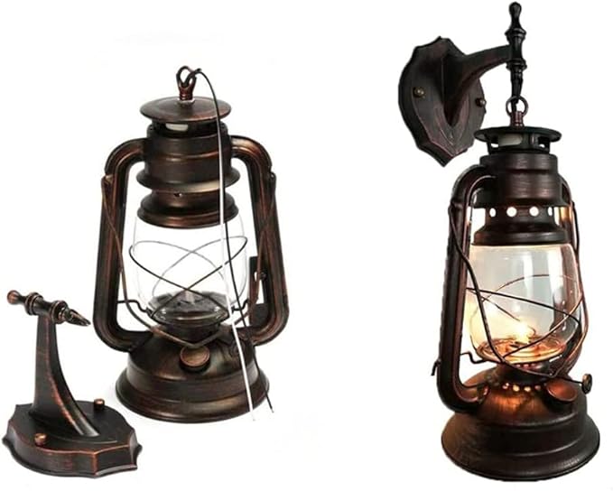 Rustic Wall Sconce Lantern Light Vintage Wall Light Fixture with E26 Basewith Glass Shade Waterproof Wall Mounted Lighting Fixture with Frosted Shade for Porch Garage Room W7 x H15