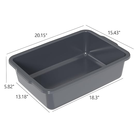 24 L Plastic Commercial Bus Boxes Wash Bus Tub Gray 6 Packs