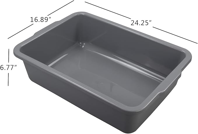 4-Pack 35 L Grey Bus Box Large Utility Bus Tub Plastic Commercial Dish Pan Set