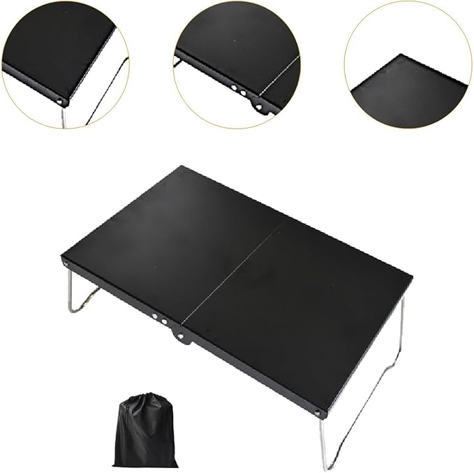 Mini Folding Camping Table with Carrying Bag Portable Lightweight Foldable Beach Table Outdoor Furniture for Garden Backyard Black