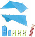 Gold Armour Rainfly Tarp Hammock Premium 14.7ft/12ft/10ft/8ft Rain Fly Cover Waterproof Ultralight Camping Shelter Canopy Survival Equipment Gear Camping Tent Accessories (Sky Blue 14.7ft x 12ft)