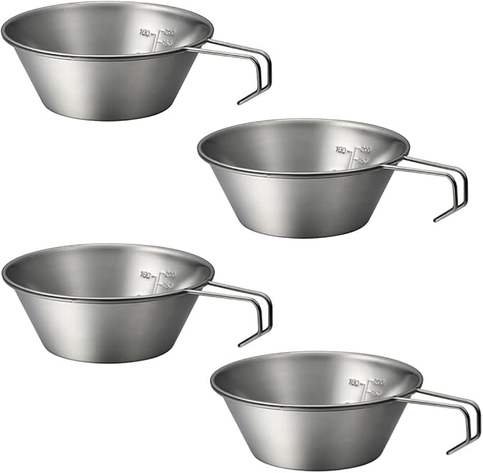 NANGOGEAR NANGOGEARNANGOGEAR Camping Sierra Cup 310ml 4pcs Set Food Grade Stainless Steel Dishwasher Safe (21112)