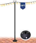 10FT String Light Pole for The Outdoor Heavy Duty Metal Lighting Stand Pole for Hard Soil Wood Backyards Patio Weddings Holiday Party Decorations (1 Pack)