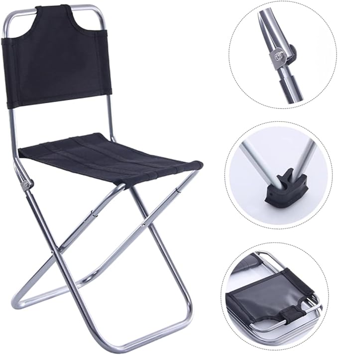 Outdoor Foldable Fishing Chair Backrest 1PCS Lightweight Aluminum Alloy Portable Stool for Camping Travel and Fishing