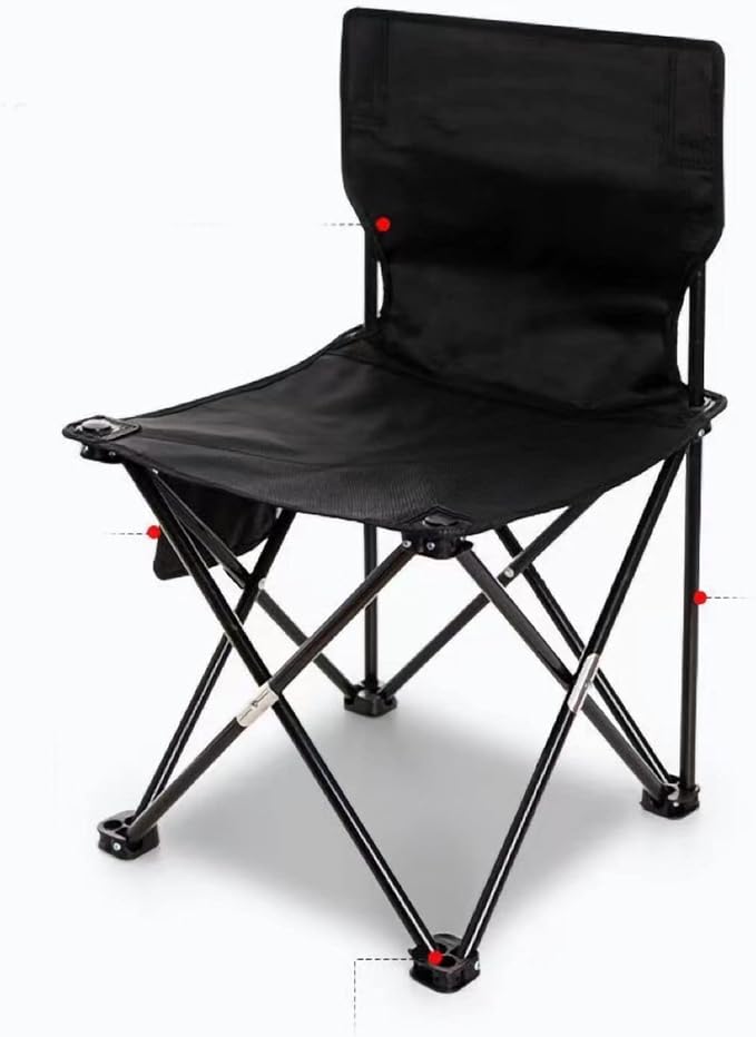 Sturdy Camping Folding Chair with Oxford Cloth Beach Picnic Mountaineering Fishing Folding Stool Portable Outdoor Stool Leisure (Black 39x39x65cm/15.35x15.35x25.59in)