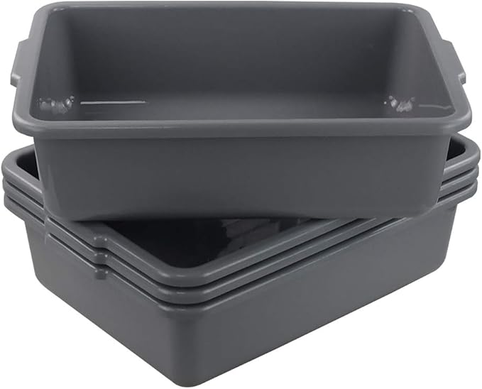Farmoon 22L Commercial Bus Tub 4 Packs Large Wash Basin Tote Box Grey