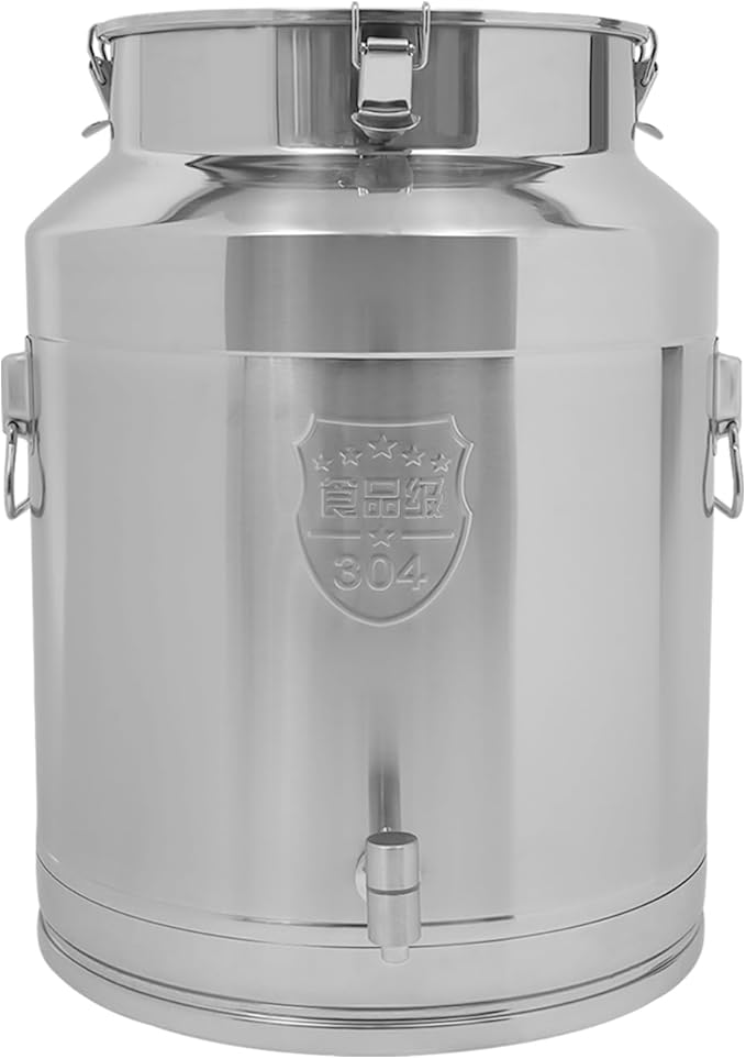 64L Stainless Steel Milk Can Heavy Duty Food Storage &amp Transport Container for Dairy Wine Grains Ideal for Home Farm &amp Commercial Use With a Faucet