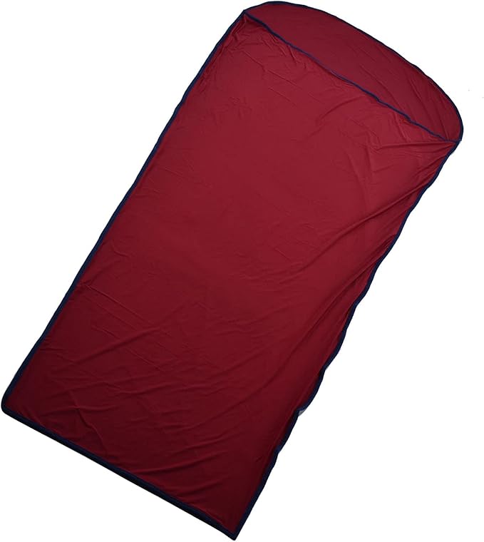 Ultralight Multifunctional Sleeping Bag Liner Elastic and Breathable for Camping Hiking Backpacking with Storage Bag Skin Friendly Polyester Fabric Unfolded Size 78.7x31.5in (Wine Red)