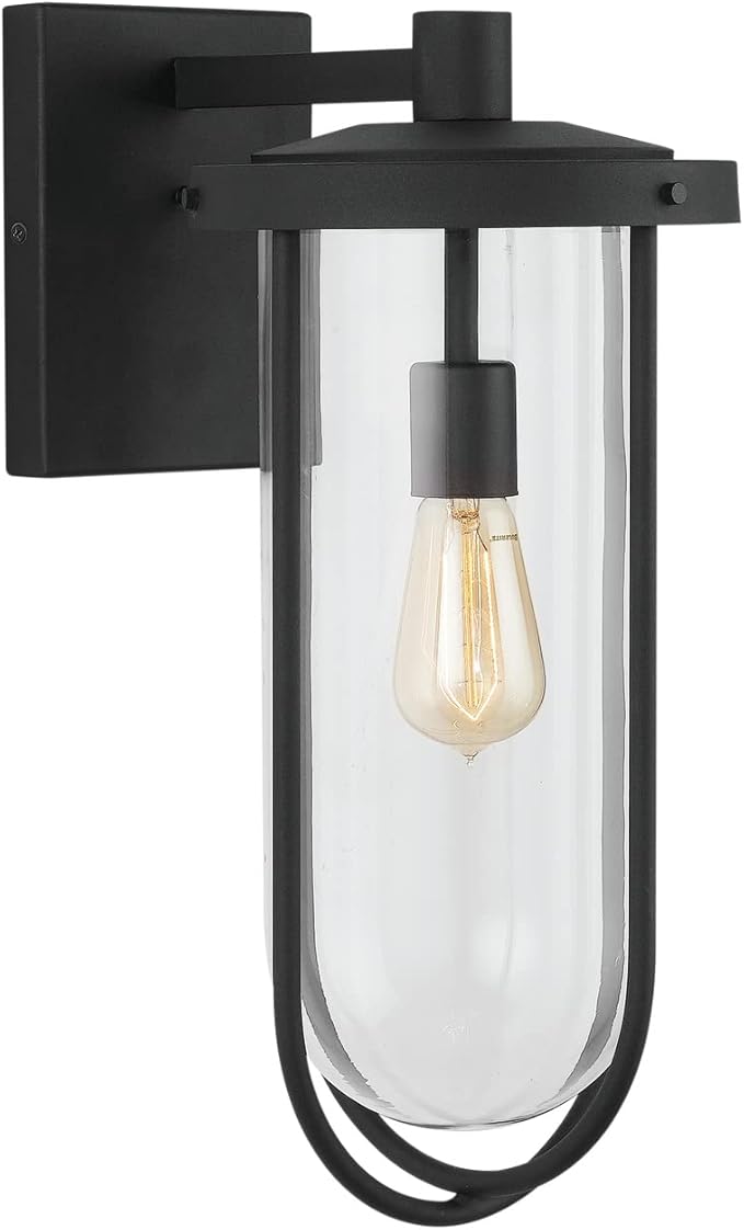 Capital Lighting 934212BK Corbin Clear Glass Outdoor Wall Sconce 1-Light 100 Watt 19 H x 8 W Black