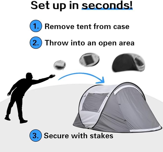 Instant 2 Person Pop Up Camping Tent with Easy Setup Lightweight Dome Tent for Outdoor Adventures Water Resistant &amp Compact Design