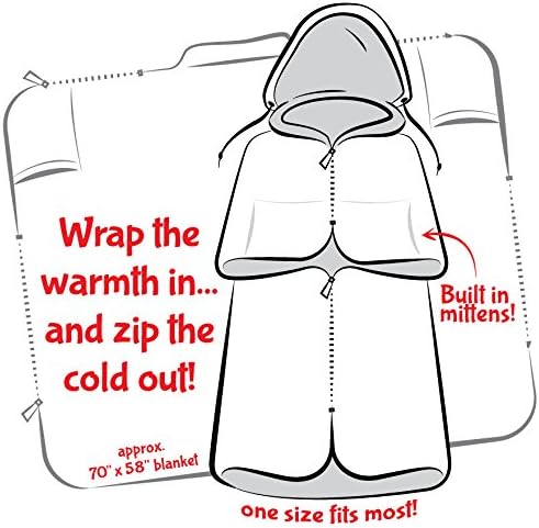 Ultimate SportsWrap - PATENTED - The Only WEARABLE Weatherproof/Stadium/Picnic/Sports Blanket complete with Upper and Lower Zippers Lined &amp Adjustable Hood and Inside Hand Warmers 70 X 58