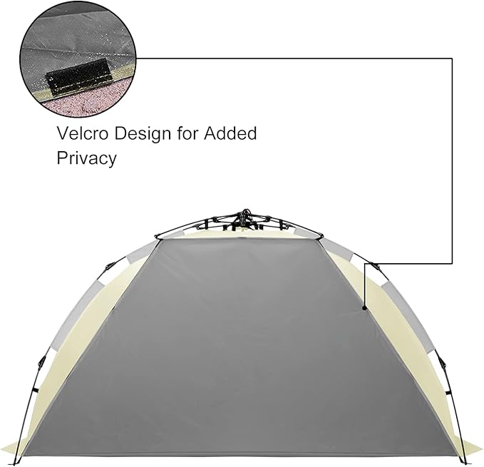 Oileus X-Large 4 Person Beach Tent Sun Shelter - Portable Sun Shade Instant Tent for Beach with Carrying Bag Stakes 6 Sand Pockets Anti UV for Fishing Hiking Camping Waterproof Windproof Khaki