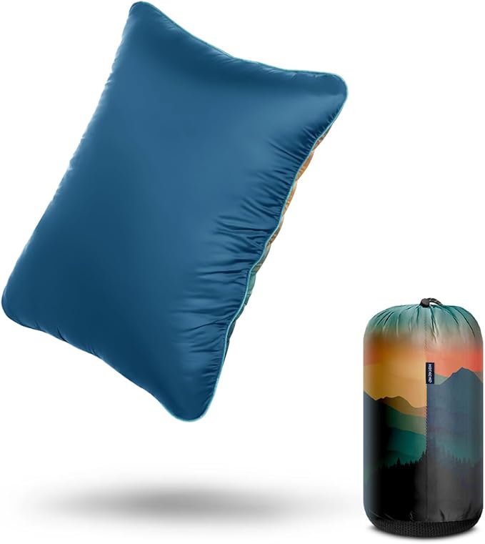 Camping PillowSupportive Compressible Travel Pillow Large Size Lightweight Camp Pillow with Storage Bag for CampingHikingBackpackingAirplane