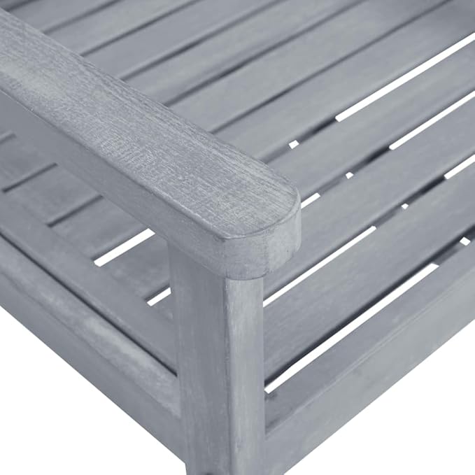 Garden Chair Set of 6 Grey Solid Acacia Wood Standard Durable Outdoor Dining Furniture with Rustic Finish for Patio Garden Balcony Weather Resistant Comfortable Seating Easy