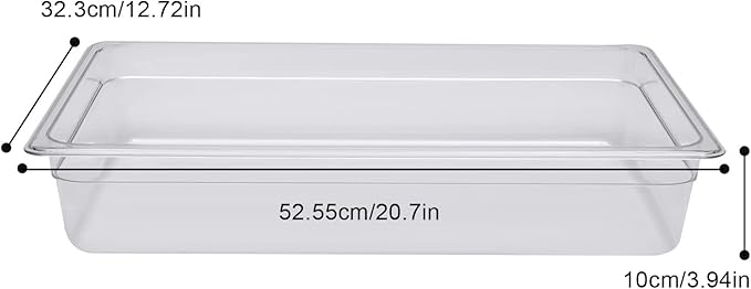 6 Pack Food Pans with Lids Full Size 4 Inch Deep Commercial Food Storage Containers Clear Polycarbonate (PC) Durable for Restaurants Catering Buffet (20.7x12.7x4 Inch)