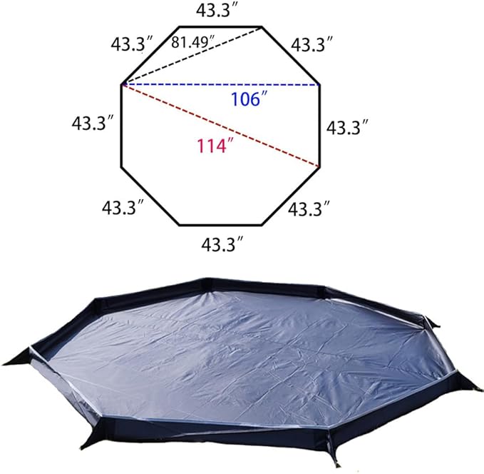 Octagon Tent Footprints for 2-3Person Tipi Hot Tent Height 13cm Ground Sheet Mat Waterproof Lightweight Camping Tarp
