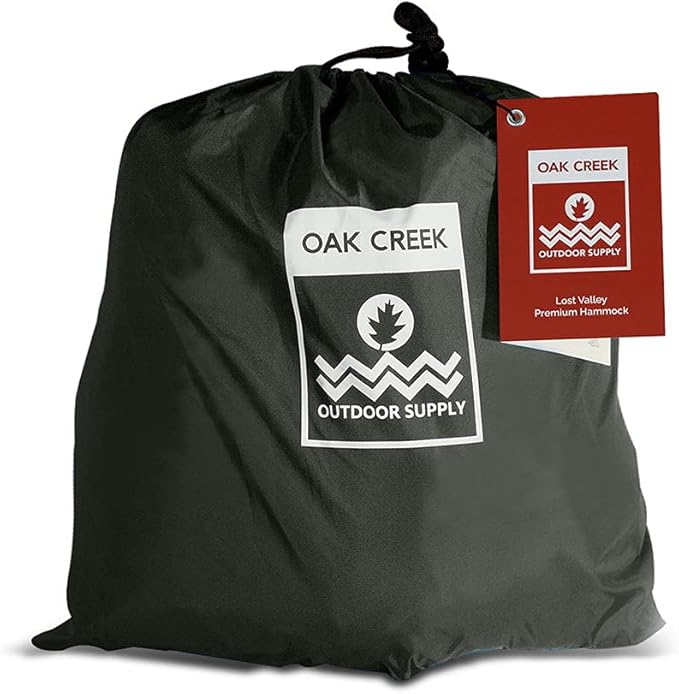 Oak Creek Camping Hammock and Accessories. Complete Package with Mosquito Bug Net Rain Fly Tree Straps. Great for Hiking Backpacking and Travel. Weighs Only 4 Pounds.