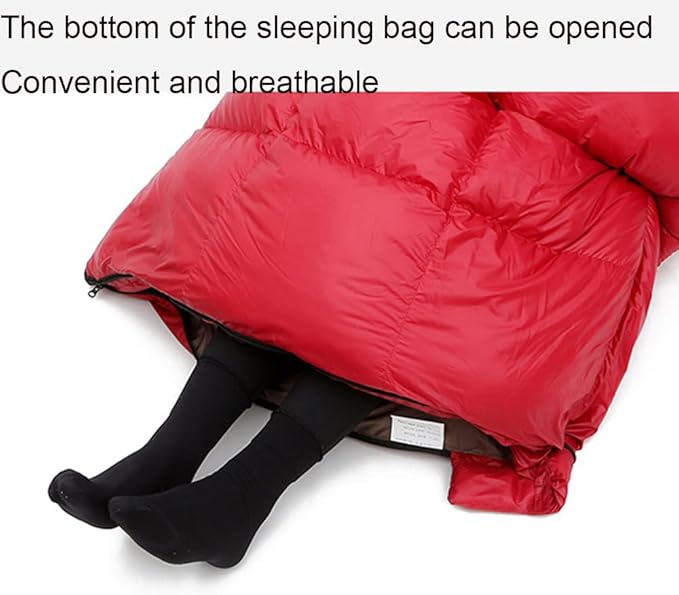 Filling 1000g White Goose Down Winter Sleeping Bag Envelope Sleeping Bag with Removable Cap Backpack Sleeping Bag for Hiking Camping