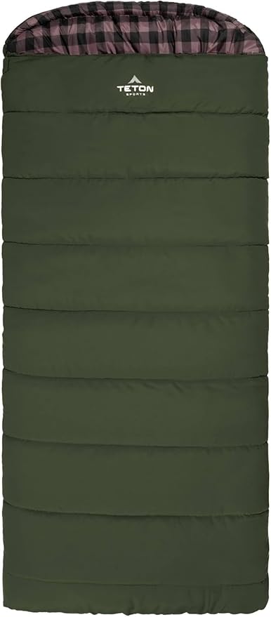 TETON Sports Deer Hunter Sleeping Bag Warm and Comfortable Camping Sleeping Bag Teton Tough Canvas Shell for Camping Hunting and Cold Weather
