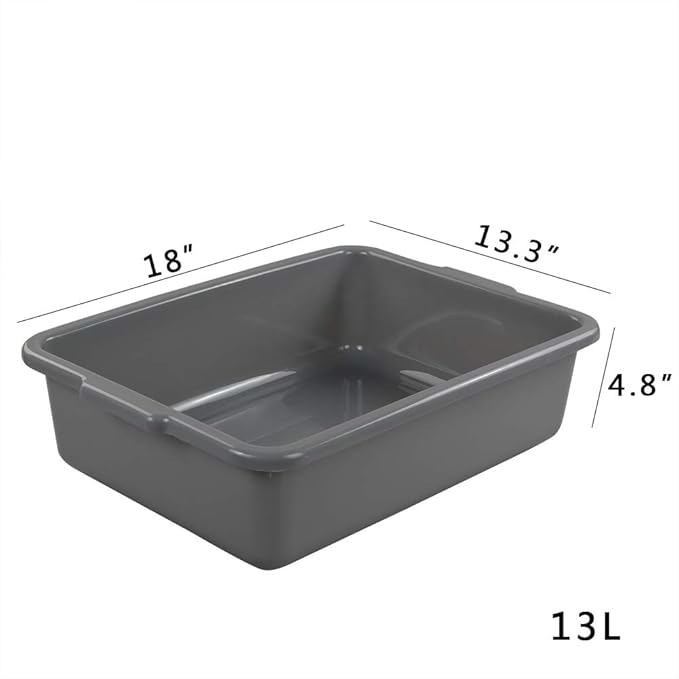 4-Pack Bus Tubs Commercial Tote Box Plastic Bus Box (13 L Capacity) Grey
