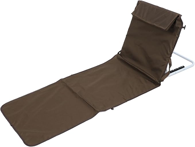 Alomejor Reclining Beach Mat Beach Lounge Chair Portable Folding Adjustable Backrest Dual Purpose Design for Sitting and Lying Pool Meadows Camping (Coffee)