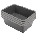ZOENHOU 4 Pack 13 L Bus Tubs Plastic Bus Box Gray Tubs Commercial Bus Box Wash Basin Tote Boxs for Pantry Washing Dishes 5 Inch Deep