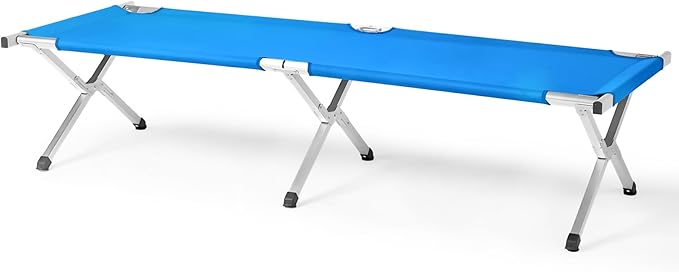 Portable Camping CotLightweight Sleeping BedFolding Tent Camping Cot Bed with Carrying Bag for Outdoor Hiking Travel Beach (Army Blue)