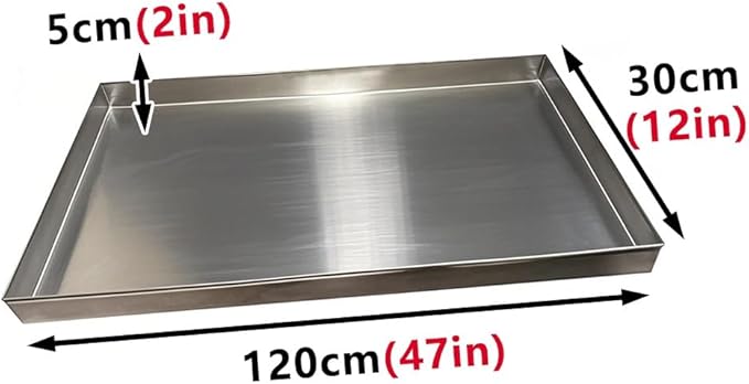 304 Stainless Steel Drip Pan - Portable Condensate Water Catcher for Window Units &amp Mini Fridges HVAC Drain Tray Multi-Purpose Home &amp Workshop Use (47x12 in)