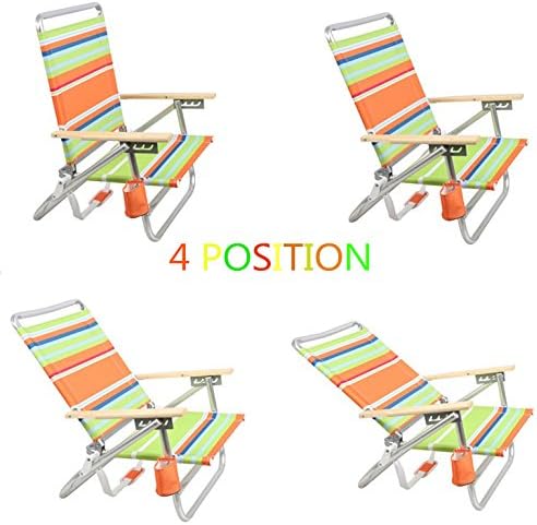 Portal Beach Chair 4 Position Folding Beach Chairs with Backpack Straps Lightweight Low Beach Chairs for Adults Support up to 225 lbs Green