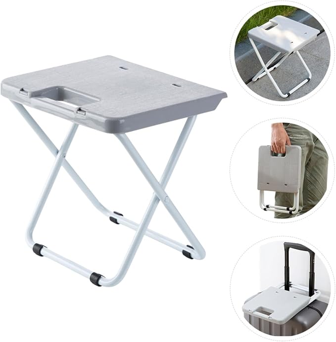 Portable Folding Stool Small Anti-Skid Plastic Garden Chair Compact Lightweight Balcony Camping Seat for Outdoor Hiking and Travel