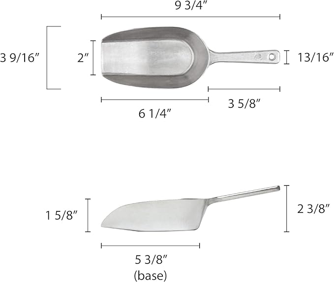 TrueCraftware- 7 oz. Aluminum Flat Bottom Scoop Set of 2- Flat Bottom Aluminum for Bar Ice Flour Utility Scoop Kitchen Scooper for Ice Maker Popcorn Food Scoops for Bar Party Wedding