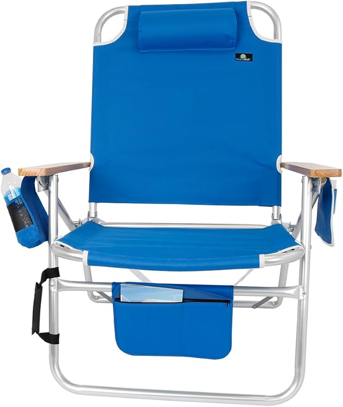 Big Jumbo 500 lbs XL Wide Heavy Duty Beach Chair for Big &amp Tall Adults Aluminum Tubing - 4 Reclining Positions