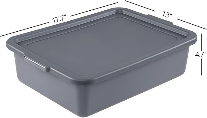 13 Liters Plastic Bus Tray with Lids Grey Commercial Bus Box Tote Box Set of 3