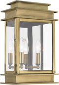 Livex Lighting 2016-01 Transitional Two Light Outdoor Wall Lantern from Princeton Collection Finish Antique Brass