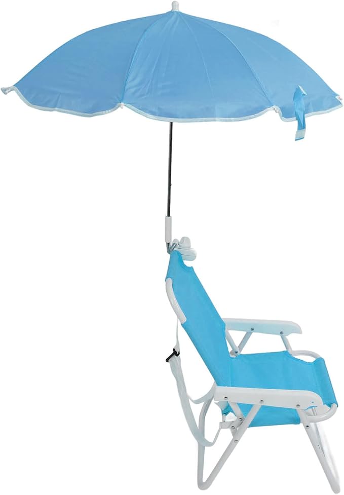 Keenso Kids Folding Beach Chair with Umbrella Sun Shade Adjustable Foldable Portable Outdoor Chair for Camping Picnics (Blue)