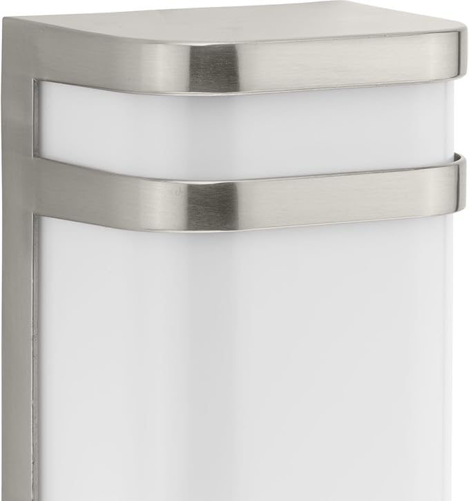 Progress Lighting Valera LED Collection 1-Light Matte White Acrylic Shade Modern Outdoor Small Wall Lantern Light Brushed Nickel