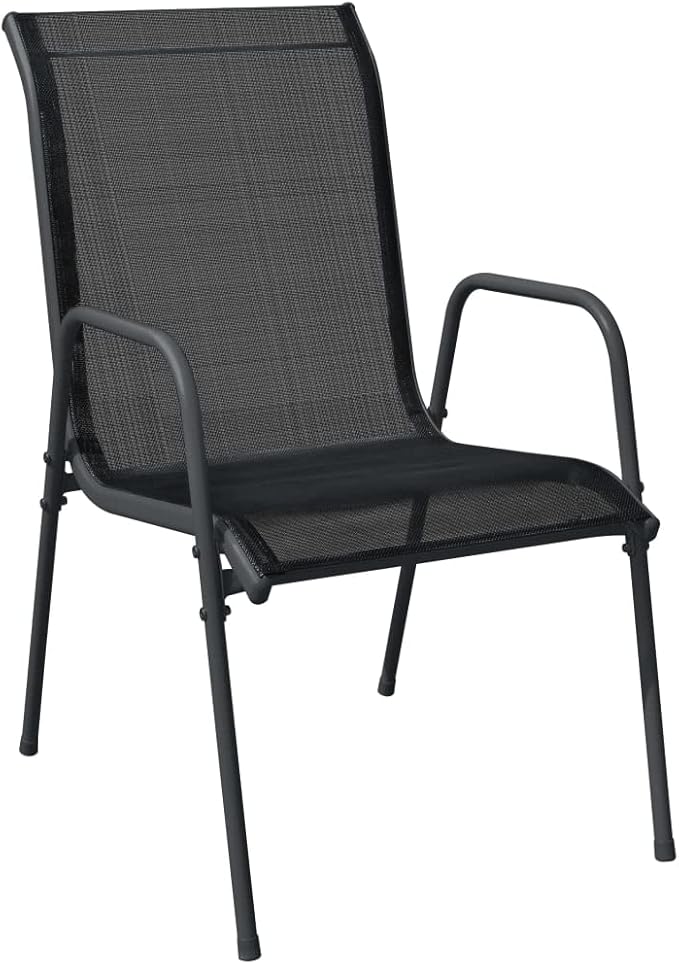 Patio Chairs Chairs for Dining Table Dining Chair Outdoor chairsPatio Chairs 4 pcs Steel and Textilene BlackSuitable for Gardens courtyards