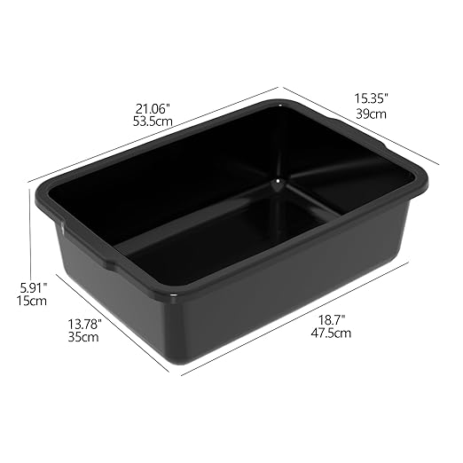 Pekky 22 L Bus Tubs Commercial Black Plastic Wash Tub Basin 4-Pack