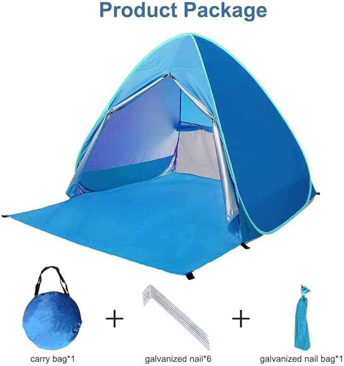 Automatic Pop Up Beach Tent Instant Portable Quick Sun Shelter for 2-3 Persons (Orange)