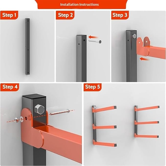 INM Metal shelvingOrange and Black 3-Tier Lumber Rack 110 lbs Per Arm Load Capacity 44cm Height x 40cm Length Heavy Duty Steel Construction