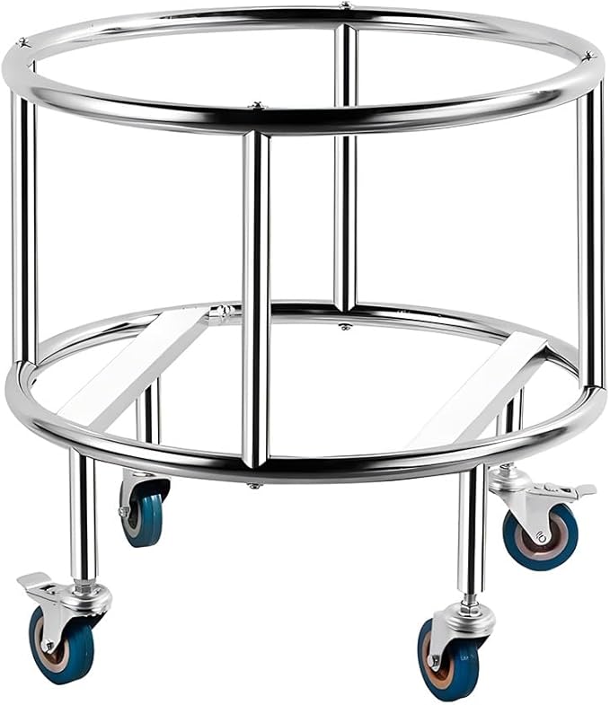 Stainless Steel Stock Pot Rack with Four Wheels Bucket Mobile Stand Gas Bottle Mobile Base for Moving Storage Buckets Milk Buckets Easy to Install (Silver 50x55cm)