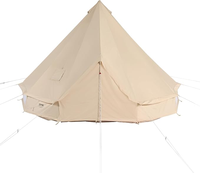 VEVOR Canvas Tent Bell Yurt 4 Seasons for Camping with Stove Jack Breathable Holds up to 4 People Family Camping Outdoor Hunting Party